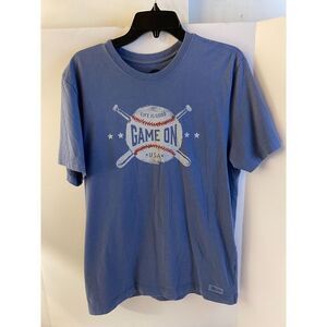 Life is Good Game On Baseball Crusher T Shirt Womens Medium